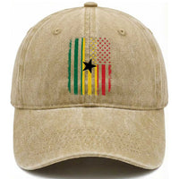 Ghana American Flag Washed Cotton Baseball Cap Vintage Ghanaian Pride Heritage Graphic for Ghanaian Americans