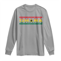 Retro Ghana Flag Long Sleeve Shirt Vintage Ghanaian Pride Ghanese Roots Heritage Graphic