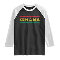 Retro Ghana Flag Raglan Shirt Vintage Ghanaian Pride Ghanese Roots Heritage Graphic