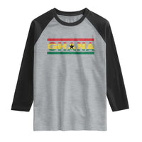 Retro Ghana Flag Raglan Shirt Vintage Ghanaian Pride Ghanese Roots Heritage Graphic