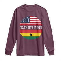 Half American Half Ghanaian Long Sleeve Shirt Pride Ghanese Roots USA Flag Ghana Heritage Yes Im Both Of Them