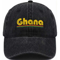 Vintage Ghana Washed Cotton Baseball Cap Retro Stripe Flag Pride Ghanaian Heritage African Roots