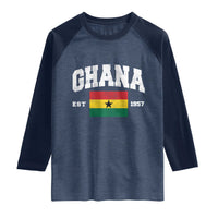 Ghana Est 1957 Ghanaian Flag Independence Day Raglan Shirt Ghanaian Heritage Pride