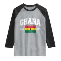 Ghana Est 1957 Ghanaian Flag Independence Day Raglan Shirt Ghanaian Heritage Pride