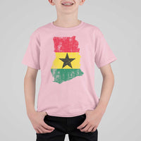 Vintage Ghana Map Flag T Shirt For Kid Distressed Proud Ghanaian Heritage African Pride