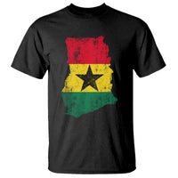 Vintage Ghana Map Flag T Shirt Distressed Proud Ghanaian Heritage African Pride
