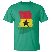 Vintage Ghana Map Flag T Shirt Distressed Proud Ghanaian Heritage African Pride