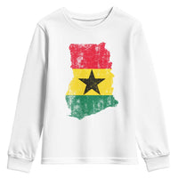 Vintage Ghana Map Flag Youth Sweatshirt Distressed Proud Ghanaian Heritage African Pride