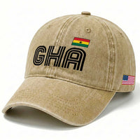 Proud Ghanaian Washed Cotton Baseball Cap Minimalist Ghana Typography Design Ghana Flag
