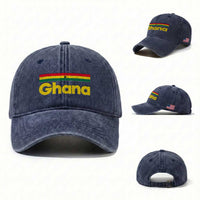 Vintage Ghana Flag Washed Cotton Baseball Cap Proud Ghanaian Heritage African Pride