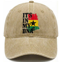 Its In My DNA Ghana Washed Cotton Baseball Cap Proud Ghanaian Heritage Ghanese Roots Vintage Ghana Map Flag