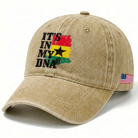 Its In My DNA Ghana Washed Cotton Baseball Cap Proud Ghanaian Heritage Ghanese Roots Vintage Ghana Map Flag
