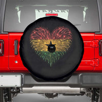 Ghana Flag Heart Ghanaian Flag Spare Tire Cover Heart Fireworks Patriotic Independence Day Celebration Graphic
