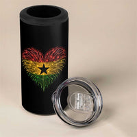 Ghana Flag Heart Ghanaian Flag 4 in 1 Can Cooler Tumbler Heart Fireworks Patriotic Independence Day Celebration Graphic