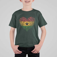 Ghana Flag Heart Ghanaian Flag T Shirt For Kid Heart Fireworks Patriotic Independence Day Celebration Graphic