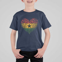 Ghana Flag Heart Ghanaian Flag T Shirt For Kid Heart Fireworks Patriotic Independence Day Celebration Graphic