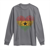Ghana Flag Heart Ghanaian Flag Long Sleeve Shirt Heart Fireworks Patriotic Independence Day Celebration Graphic