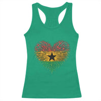 Ghana Flag Heart Ghanaian Flag Racerback Tank Top Heart Fireworks Patriotic Independence Day Celebration Graphic