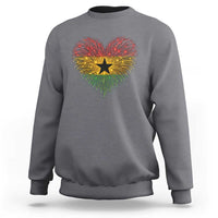 Ghana Flag Heart Ghanaian Flag Sweatshirt Heart Fireworks Patriotic Independence Day Celebration Graphic