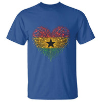 Ghana Flag Heart Ghanaian Flag T Shirt Heart Fireworks Patriotic Independence Day Celebration Graphic
