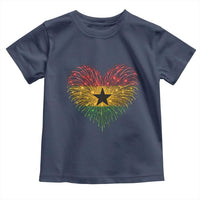 Ghana Flag Heart Ghanaian Flag Toddler T Shirt Heart Fireworks Patriotic Independence Day Celebration Graphic
