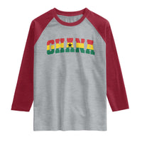 Vintage Ghana Flag Varsity Raglan Shirt Classic Ghanaian Pride Heritage Graphic