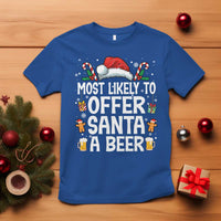 Family Matching Christmas T Shirt Most Likely To Christmas To Offer Santa A Beer - Wonder Print Shop