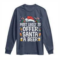 Family Matching Christmas Long Sleeve Shirt Most Likely To Christmas To Offer Santa A Beer - Wonder Print Shop