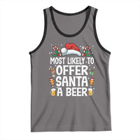 Family Matching Christmas Tank Top Most Likely To Christmas To Offer Santa A Beer - Wonder Print Shop