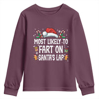 Family Matching Christmas Youth Sweatshirt Most Likely To Fart On Santa's Lap - Wonder Print Shop