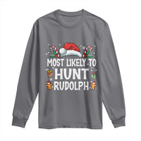 Family Matching Christmas Long Sleeve Shirt Most Likely To Hunt Rudolph - Wonder Print Shop