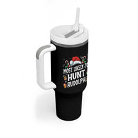 Family Matching Christmas Tumbler With Handle Most Likely To Hunt Rudolph - Wonder Print Shop