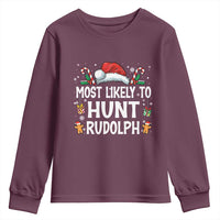 Family Matching Christmas Youth Sweatshirt Most Likely To Hunt Rudolph - Wonder Print Shop