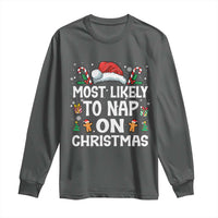 Family Matching Christmas Long Sleeve Shirt Most Likely To Nap On Xmas - Wonder Print Shop