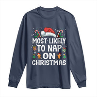 Family Matching Christmas Long Sleeve Shirt Most Likely To Nap On Xmas - Wonder Print Shop