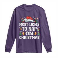 Family Matching Christmas Long Sleeve Shirt Most Likely To Nap On Xmas - Wonder Print Shop