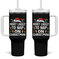 Family Matching Christmas Tumbler With Handle Most Likely To Nap On Xmas - Wonder Print Shop