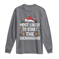 Family Matching Christmas Long Sleeve Shirt Most Likely To Start All The Shenanigans - Wonder Print Shop
