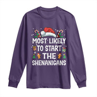 Family Matching Christmas Long Sleeve Shirt Most Likely To Start All The Shenanigans - Wonder Print Shop