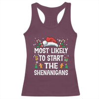 Family Matching Christmas Racerback Tank Top Most Likely To Start All The Shenanigans - Wonder Print Shop