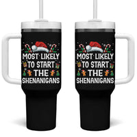 Family Matching Christmas Tumbler With Handle Most Likely To Start All The Shenanigans - Wonder Print Shop