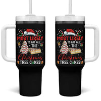 Funny Christmas Squad Tumbler With Handle Most Likely To Eat All The Christmas Tree Cakes - Wonder Print Shop
