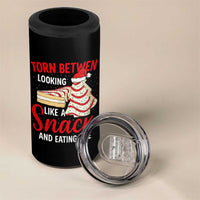 Torn Between Looking Like A Snack Or Eating One Christmas 4 in 1 Can Cooler Tumbler Debbies Tree Cake - Wonder Print Shop