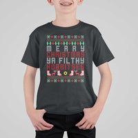 Merry Christmas Ya Filthy Animal T Shirt For Kid Funny Fantasy Movie Meme LOL Ugly Xmas - Wonder Print Shop