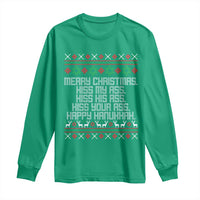 Merry Christmas Kiss My Ass Happy Hanukkah Long Sleeve Shirt - Wonder Print Shop