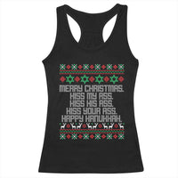 Merry Christmas Kiss My Ass Happy Hanukkah Racerback Tank Top - Wonder Print Shop
