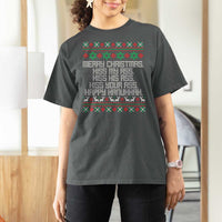 Merry Christmas Kiss My Ass Happy Hanukkah T Shirt For Women - Wonder Print Shop