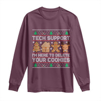 Funny Christmas Tech Support Long Sleeve Shirt Computer Programmer Gift Here To Delete Cookies Ugly Xmas - Wonder Print Shop