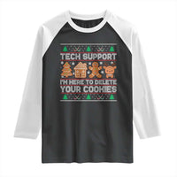 Funny Christmas Tech Support Raglan Shirt Computer Programmer Gift Here To Delete Cookies Ugly Xmas - Wonder Print Shop