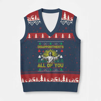 Funny Jesus Xmas V-Neck Knit Sweater Vest Disappointments All of You Jesus Ugly Xmas - Wonder Print Shop